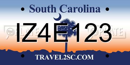 IZ4E123 South Carolina License Plate