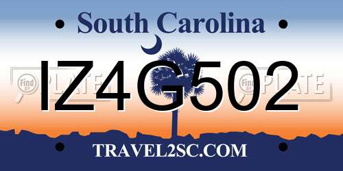 IZ4G502 South Carolina License Plate