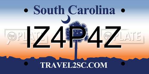 IZ4P4Z South Carolina License Plate