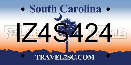 IZ4S424 South Carolina License Plate