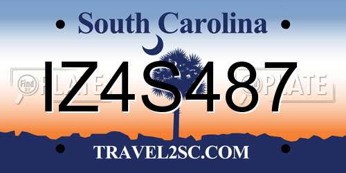 IZ4S487 South Carolina License Plate