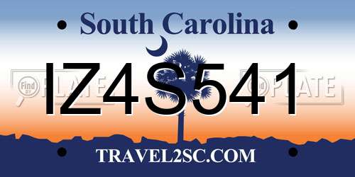 IZ4S541 South Carolina License Plate