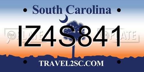 IZ4S841 South Carolina License Plate
