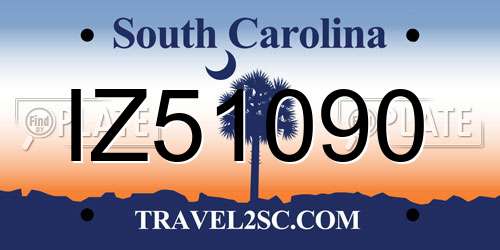 IZ51090 South Carolina License Plate