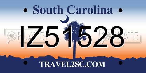 IZ51528 South Carolina License Plate