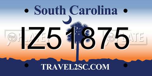IZ51875 South Carolina License Plate