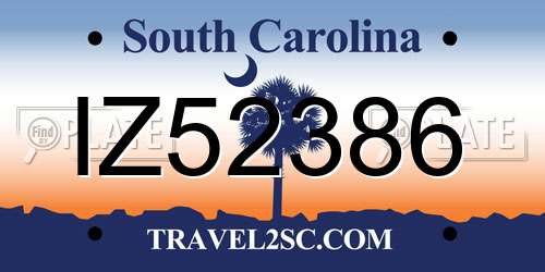 IZ52386 South Carolina License Plate