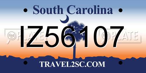 IZ56107 South Carolina License Plate