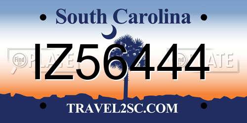 IZ56444 South Carolina License Plate