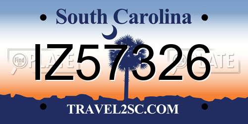 IZ57326 South Carolina License Plate