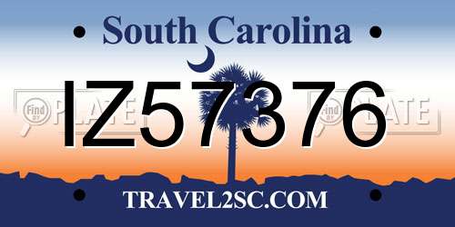 IZ57376 South Carolina License Plate