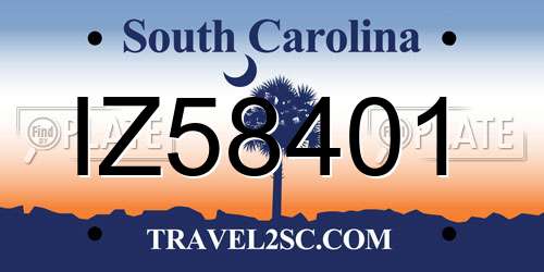 IZ58401 South Carolina License Plate