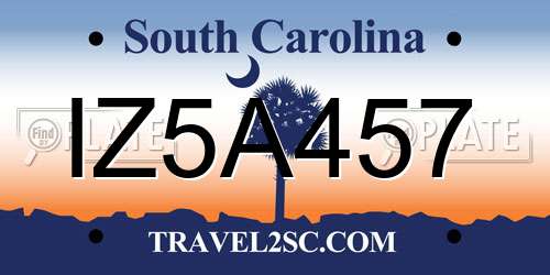 IZ5A457 South Carolina License Plate