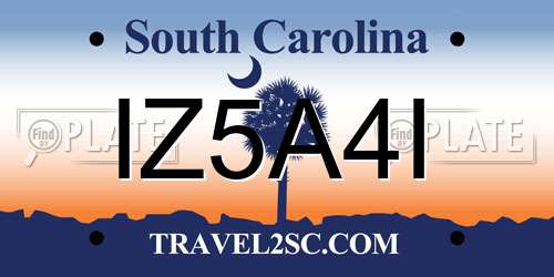IZ5A4I South Carolina License Plate