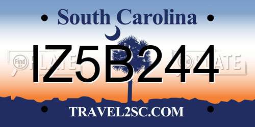 IZ5B244 South Carolina License Plate