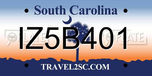 IZ5B401 South Carolina License Plate