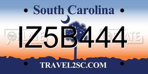 IZ5B444 South Carolina License Plate