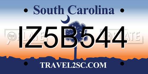 IZ5B544 South Carolina License Plate