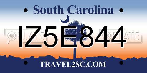 IZ5E844 South Carolina License Plate