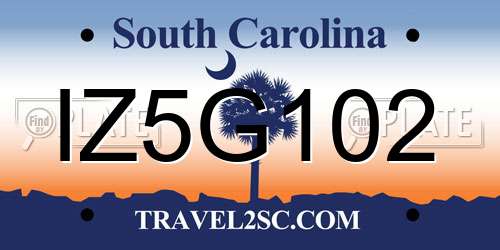 IZ5G102 South Carolina License Plate