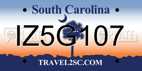 IZ5G107 South Carolina License Plate