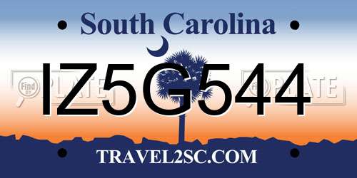 IZ5G544 South Carolina License Plate