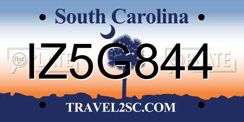 IZ5G844 South Carolina License Plate