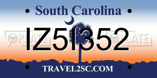 IZ5I352 South Carolina License Plate