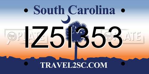 IZ5I353 South Carolina License Plate