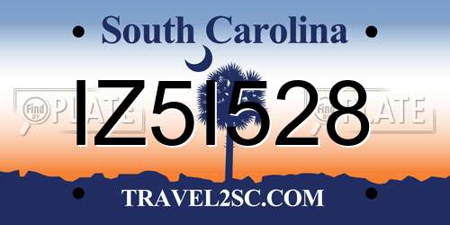 IZ5I528 South Carolina License Plate
