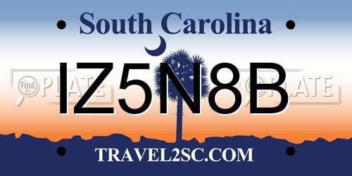 IZ5N8B South Carolina License Plate