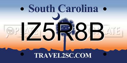 IZ5R8B South Carolina License Plate