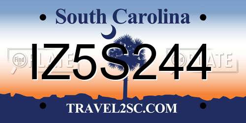 IZ5S244 South Carolina License Plate