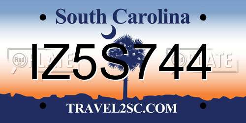 IZ5S744 South Carolina License Plate