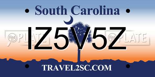 IZ5V5Z South Carolina License Plate