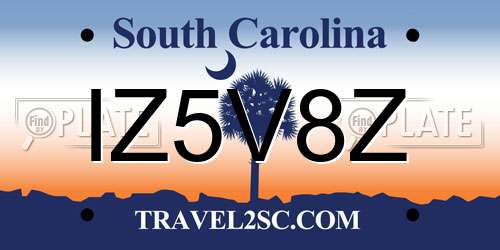 IZ5V8Z South Carolina License Plate