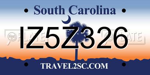 IZ5Z326 South Carolina License Plate