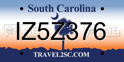 IZ5Z376 South Carolina License Plate