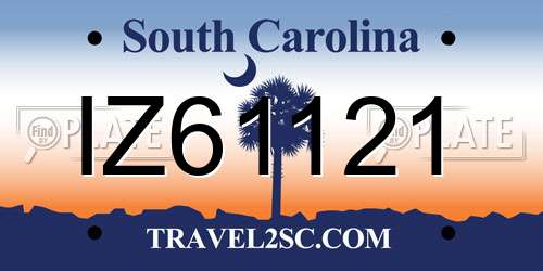 IZ61121 South Carolina License Plate