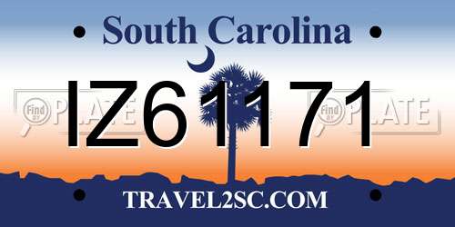 IZ61171 South Carolina License Plate