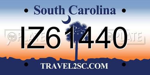 IZ61440 South Carolina License Plate