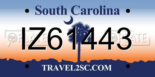 IZ61443 South Carolina License Plate