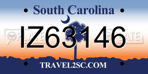 IZ63146 South Carolina License Plate