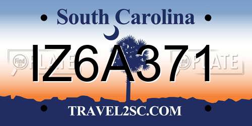 IZ6A371 South Carolina License Plate