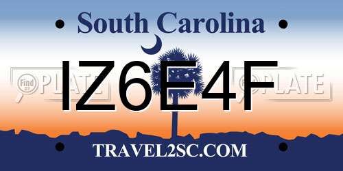 IZ6E4F South Carolina License Plate