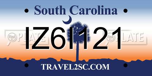 IZ6I121 South Carolina License Plate