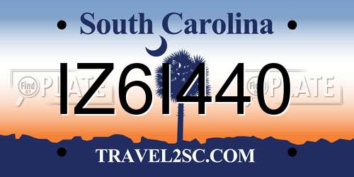 IZ6I440 South Carolina License Plate