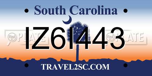 IZ6I443 South Carolina License Plate