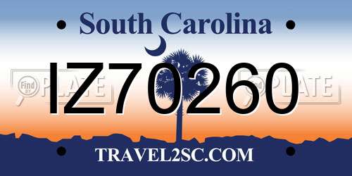 IZ70260 South Carolina License Plate