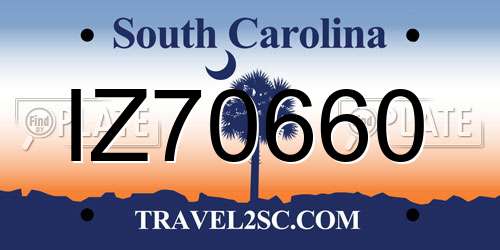 IZ70660 South Carolina License Plate